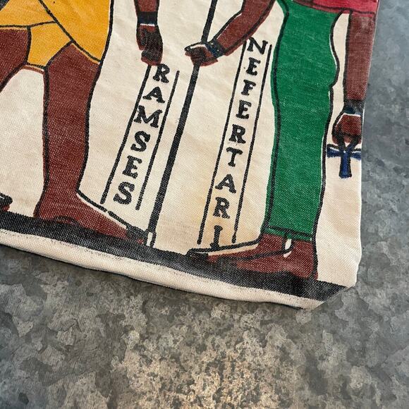 Vintage Egyptian Canvas Tote Bag Nefertari Ramses Horemheb Horus Hieroglyphics - Picture 8 of 14